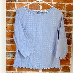 Vineyard Vines light blue polka dot top